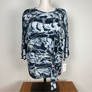 Clara Sun Woo Side Tie Top. 3/4 Length Sleeves.